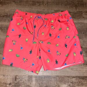 True Nation Coral Pink Margaritas, Limes & Piñatas Swimsuit - Men's Size 4XL EUC